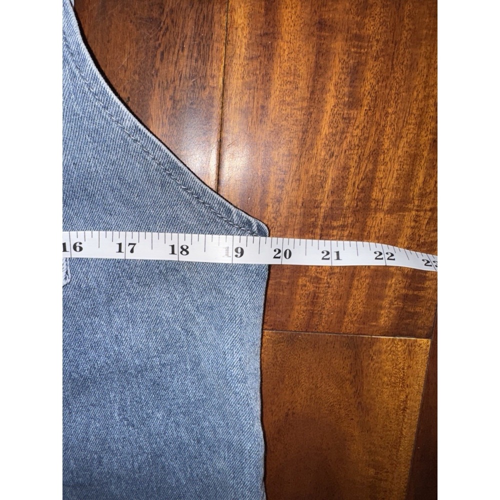 Womens Denim Overalls Light Wash Square Neck‎ Pockets Relaxed Fit - Picture 2 of 9